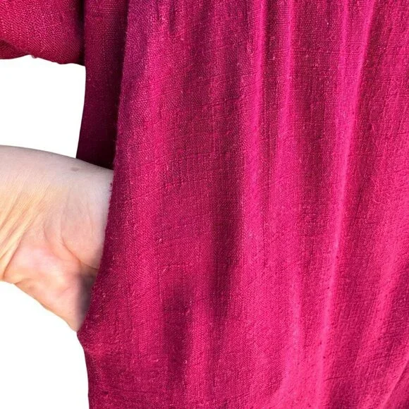 Carol Anderson California Vintage Linen‎ Look 3/4 Sleeve Boat Neck Midi Dress L - Picture 6 of 8